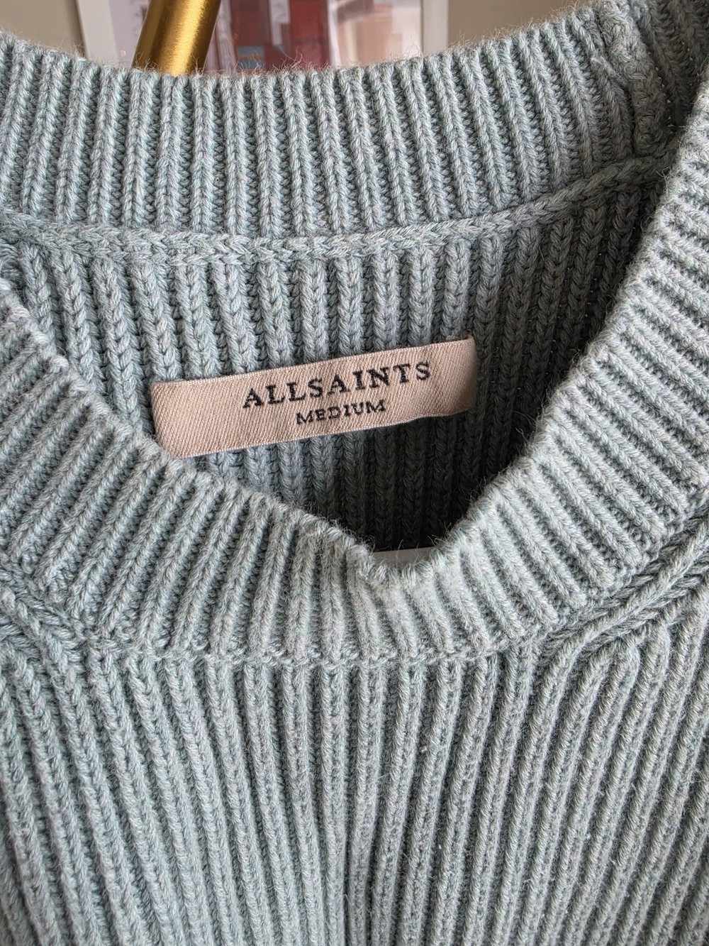 All Saints Women's Light Mint Cold-Shoulder Ribbed Sweater - Picture 3 of 4